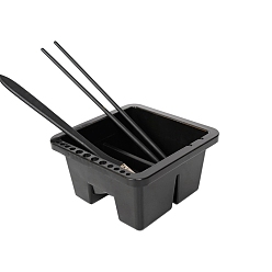Черный Квадратные пластиковые ведра, ванна с кистью, очиститель малярных кистей, многофункциональная емкость для акварельных красок, мойка кисти для рисования, чёрные, 16x16x8.5 см