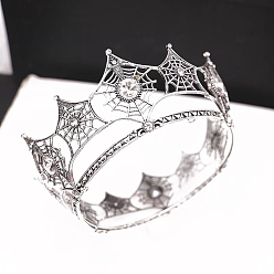 Античное Серебро Резинки для волос из сплава паутины, корона, аксессуары для волос для женщин и девочек, античное серебро, 150x70 мм