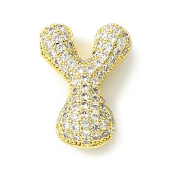 Letter Y Стойки обшивки латунь кубического циркония подвески, без кадмия и без свинца, долговечный, алфавит, Письмо Y, 22x15.5x8 мм, отверстие : 4x2 мм