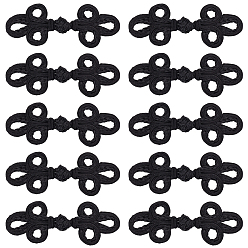 Черный Китайские лягушки-узлы-пуговицы ручной работы, кнопка полиэфира, чёрные, 53x145x4 мм