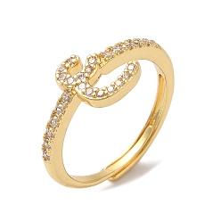 Настоящее золото 18K Стойка с покрытием из латуни с кубическим цирконием и арабскими буквами, регулируемые кольца для женщин, без кадмия и без свинца, долговечный, реальный 18 k позолоченный, 9.3x8 мм, внутренний диаметр: 18.2 мм