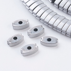 Platinum Plated PVD Vacuum Plating Electroplate Non-magnetic Synthetic Hematite Beads Strands, Frosted, Grade A, Oval, Platinum Plated, 7.5x4x2mm, Hole: 1mm, about 200pcs/strand, 15.9 inch(40.5cm)