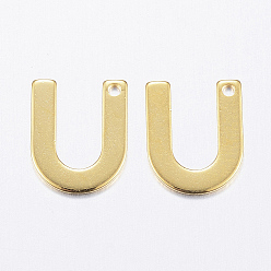 Letter U 304 прелести нержавеющей стали, letter.u, реальный 18 k позолоченный, 11x9x0.8 мм, отверстие : 1 мм