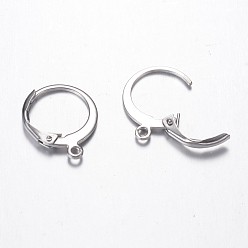 Stainless Steel Color 304 Stainless Steel Leverback Earring Findings, with Loop, Stainless Steel Color, 14.5x12x2mm, Hole: 1mm, Pin: 0.7mm