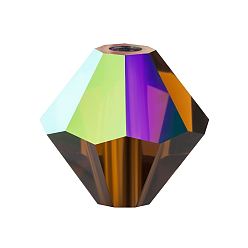 10220 200 Smoked Topaz AB Хрустальные бусины preciosa®, чешский хрусталь, биконус(451 69 302 рондель), 10220 200 дымчатый топаз ab, 4 мм, отверстие : 0.8 мм