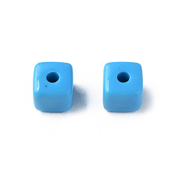 Deep Sky Blue Opaque Acrylic Beads, Cube, Deep Sky Blue, 12.5x12.5x12.5mm, Hole: 3.5mm, about 263pcs/500g