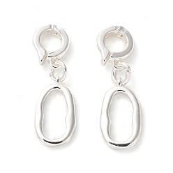 Посеребрённый Латунная обшивка стойки с застежками, овальные, 925 серебро покрытием, 26 мм, овальный : 16.5x9x2 mm, кольцевая застежка: 11x8.5x3мм, отверстие : 5 мм