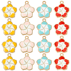 (52) Непрозрачная лаванда 40 шт 4 цвета подвески из цинкового сплава с эмалью, цветочный шарм, золотой свет, разноцветные, 17x15x2 мм, отверстие : 1.6 мм, 10 шт / цвет