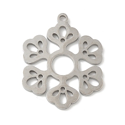 Нержавеющая Сталь Цвет 304 подвески из нержавеющей стали, цветочный шарм, лазерная резка, анти-тускнение, цвет нержавеющей стали, 30x24x1.5 мм, отверстие : 1.8 мм
