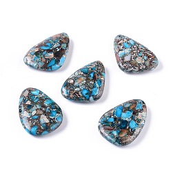 Озёрно--синий Собранные синтетические имперские яшмы и латунные подвески, окрашенные, треугольные, Плут синий, 42~46x31~32x7~9 мм, отверстие : 1.5 мм