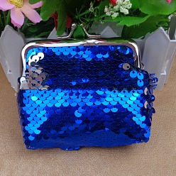 Синий Кукольная сумочка трапециевидной формы из нетканого материала, с железным каркасом для кошелька платинового цвета и пайетками, принадлежности для американских кукол, синие, 70x90 мм