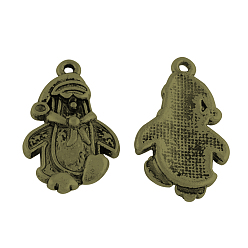 Античная Бронза Рождество Санта-Клаус сплава подвески, тибетский стиль , без кадмия, без никеля и без свинца, античная бронза, 22x13x3 мм, отверстие : 1 мм