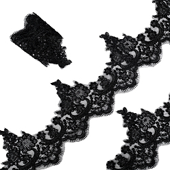 Черный 5ярды полиэстеровой ткани для шитья цветочных украшений, чёрные, 145x1 мм