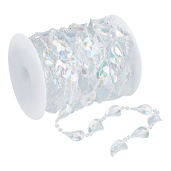 Прозрачный АВ 13м овальные акриловые подвесные хрустальные бусины, цепочка-гирлянда, дверная занавеска, подарок на свадьбу, ясно AB, 23x16x3 мм
