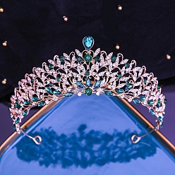 Изумруд Ободки для волос с короной из сплава и стразами, элегантный головной убор на день рождения или в подарок взрослому человеку, изумруд, 150 мм