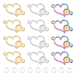 (52) Непрозрачная лаванда Набор для самостоятельного изготовления пустого купольного звена, в том числе ионное покрытие (ip) 304 настройки разъема кабошон сердце из нержавеющей стали, полукруглые стеклянные кабошоны, разноцветные, 24 шт / коробка