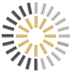 Mixed Color Tube Brass Bayonet Clasps, Nickel Free, Mixed Color, 17.5x5mm, Hole: 4mm, 3 colors, 12sets/color, 36sets/box