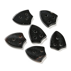 Black Onyx Natural Black Onyx(Dyed & Heated) Pendans, 3-Hole, Shield Shape Charms, 23x17.5x3.5mm, Hole: 2mm