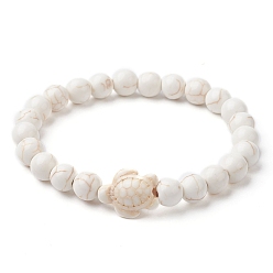 Синтетическая Бирюза Женский эластичный браслет из синтетической бирюзы и черепахового бисера, внутренний диаметр: 2-1/8 дюйм (5.5 см)