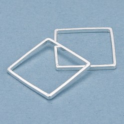 Посеребрённый Латунные соединительные колечки, долговечный, квадратный, 925 серебро покрытием, 14x14x1 мм, внутренний диаметр: 13x13 мм