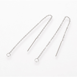 Нержавеющая Сталь Цвет Устойчивы к потускнению 304 фурнитура для сережек из нержавеющей стали, ушные резьбы, цвет нержавеющей стали, 90~94x1.2 мм, штифты : 0.8 мм