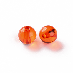 Dark Orange Transparent Acrylic Beads, Round, Dark Orange, 10x9mm, Hole: 2mm, about 940pcs/500g