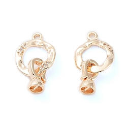 Plaqué 18K Or Véritable Placage en rack fermoirs rabattables en laiton, sans cadmium et sans nickel et sans plomb, plaqué longue durée, réel 18 k plaqué or, 24x13x2~5.5mm, Trou: 1.8mm