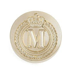 Letter M Золотистый тон корона начальная восковая печать латунные штампы головки, для сургучной печати, Буква М, 25x14.5 мм, отверстие : 7 мм