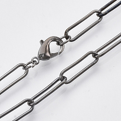 Черный Цвет Металла Колье из латуни круглой овальной формы, с карабин-лобстерами , металлический черный , 18.3 дюйм (46.5 см), ссылка: 15x4.5x1 mm