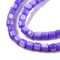 Mauve Natural Freshwater Shell Beads Strands, Dyed, Column, Mauve, 3.5x3.5mm, Hole: 0.8mm, about 110~113pcs/strand, 14.69 inch~15.08 inch(37.3~38.3cm)