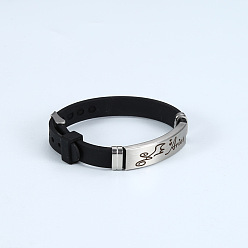 Овен Силиконовые шнур браслеты, 304 браслеты из нержавеющей стали с созвездиями для мужчин и женщин, Овен, 8-5/8 дюйм (22 см)