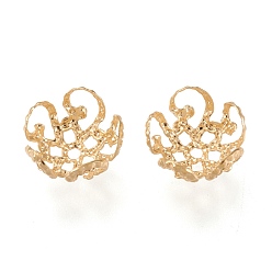 Золотой 304 из нержавеющей стали шарик крышки, полый, 5-лепесток, цветок, золотые, 8x8x4 мм, отверстие : 1 мм