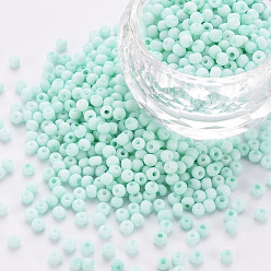 Светло-голубой 8/0 непрозрачного стекла бисер, круглое отверстие, матового цвета, круглые, светло-голубой, 3~4x2~3 мм, отверстие : 0.8 мм, Около 15000 шт / фунт
