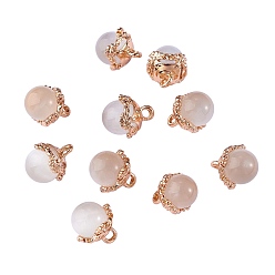 White 10Pcs Gemstone Charm Pendant Crystal Quartz Healing Natural Stone Pendants Buckle for Jewelry Necklace Earring Making Cra, White, 9.5mm, Hole: 2.5mm