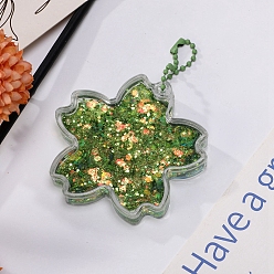 Светло-зеленый Коричневый Сакура акриловый брелок зыбучий песок, блестящая чеканка кулон украшения наклейка брелок, с шаровыми цепей, оливковый, 6.5x6.5 см