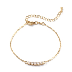 Настоящее золото 18K Латунь микропейв прозрачный кубический цирконий, цепи браслеты, с застежкой омар коготь, реальный 18 k позолоченный, 6-7/8 дюймы (17.5 см)