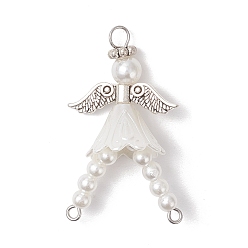 (52) Непрозрачная лаванда Абс пластмассовые жемчужные подвески, ангел, с крылом из сплава и 304 петлей из нержавеющей стали, разноцветные, 38.5x22.5x15 мм, отверстие : 3.3 мм