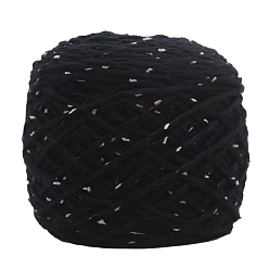 Черный Полиэфирная пряжа, твидовая пряжа, для вязания крючком принадлежности, чёрные, 6 мм, около 240.59 ярдов (220 м) / моток