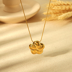 Plaqué 18K Or Véritable 304 Acier inoxydable 5 Colliers pendentifs fleur à pétales pour femmes, réel 18 k plaqué or, 15.75 pouce (40 cm)