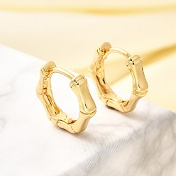 Настоящее золото 18K Серьги-кольца из бамбуковой латуни с покрытием для женщин, без кадмия и без свинца, долговечный, реальный 18 k позолоченный, 13.5~15.5x3.5 мм