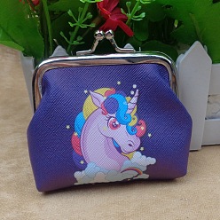 Разноцветный Трапециевидная сумка для куклы из искусственной кожи, с железным каркасом кошелька, принадлежности для американских кукол, рисунок единорога, красочный, 70x90 мм