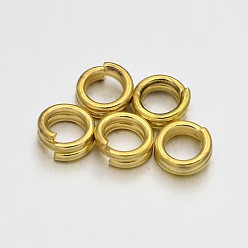Золотой Латунные разрезные кольца, кольца с двойной петлей, золотые, 4x0.8 мм, около 3.2 мм внутренним диаметром, Около 6755 шт / 500 г