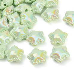 Pale Green Plating Opaque Acrylic Beads, Star, Pale Green, 18x19.5x10.5mm, Hole: 2.5mm