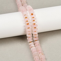 Розовый Кварц Природного розового кварца нитей бисера, граненые, диск, Heishi бусы, с бисером, 8x2.5~4.5 мм, отверстие : 1 мм, около 74~75 шт / нитка, 15.47~15.55'' (39.3~39.5 см)