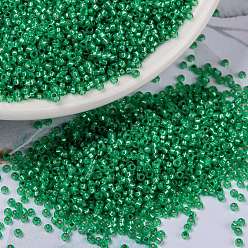 (RR646) Dyed Dark Mint Green Silverlined Alabaster MIYUKI Round Rocailles Beads, Japanese Seed Beads, 15/0, (RR646) Dyed Dark Mint Green Silverlined Alabaster, 15/0, 1.5mm, Hole: 0.7mm, about 27777pcs/50g