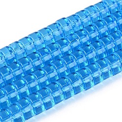 Озёрно--синий Прозрачные стеклянные бусины, плоско-круглые, Плут синий, 6~6.5x3~3.5 мм, отверстие : 0.8~1 мм, около 112~120 шт / нитка, 14.57~15.16'' (37~38.5 см)