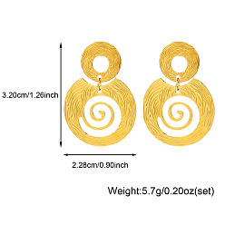 Real 18K Gold Plated 304 Stainless Steel Spiral Stud Dangle Earrings for Women, Real 18K Gold Plated, 32x22.8mm