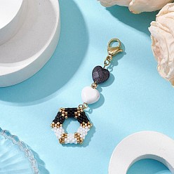 Золотой Шестиугольные стеклянные бусины подвески украшения, украшения из искусственного синего авантюрина в форме сердца, натурального хаулита и клешней лобстера, золотые, 72 мм