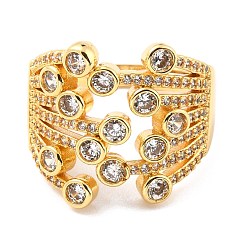 Прозрачный Латунные микро проложить пальцев кольца кубического циркония, широкая полоса кольца, долговечный, реальный 18 k позолоченный, прозрачные, размер США 5 1/4 (15.9 мм)