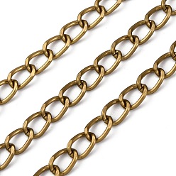 Античная Бронза Оксидированные алюминиевые кубинские звенья цепи, с катушкой, несварные, античная бронза, 11.5x8x1.5 мм, около 147.64 футов (45 м) / рулон